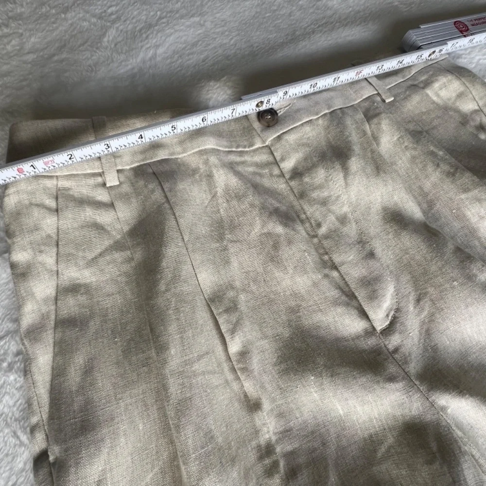 Banana Republic High Rise Palma Straight Leg Linen Pant Size 12 in Natural Color